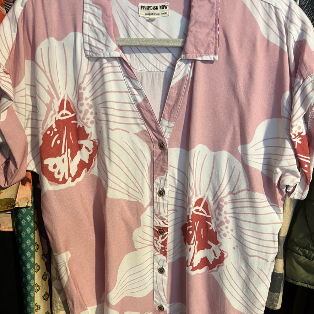 Pink Floral Button Down Shirt